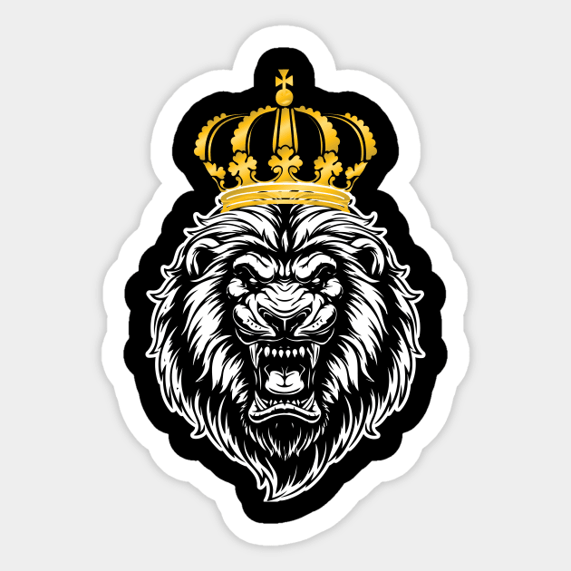 Powerful lion with a crown Sticker by Shirtttee